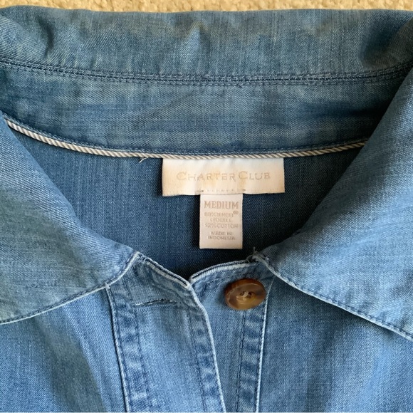 Charter Club denim suit with safari jacket and drawstring pants - Picture 2 of 13